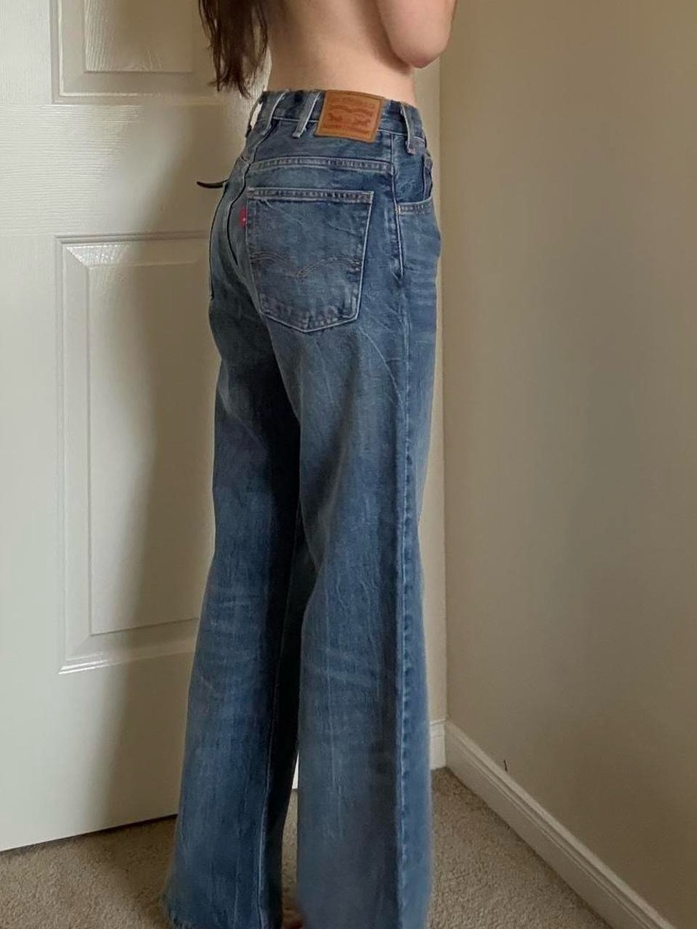 Levi's Vintage Wide Leg Flare Jeans in Faded Blue - Picture 3 of 6